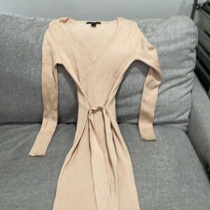 Cream Ribbed Knit Dress